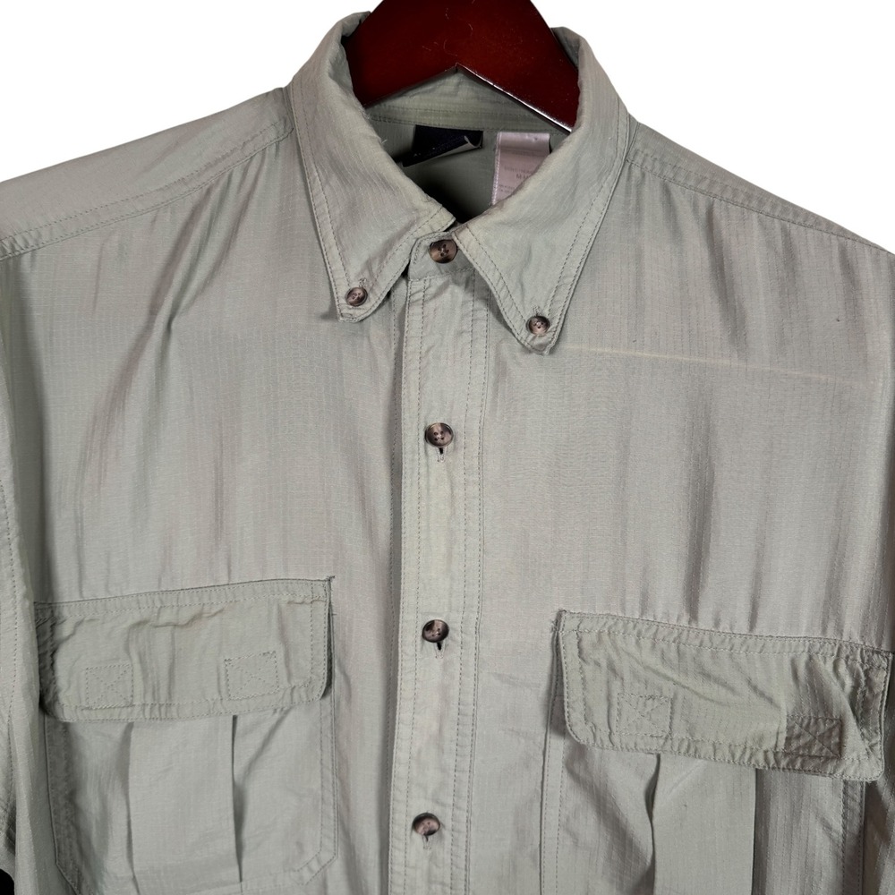 VTG‎ The North Face Nylon Hiking Button Down Shirt Mens Med Sage Green Outdoors